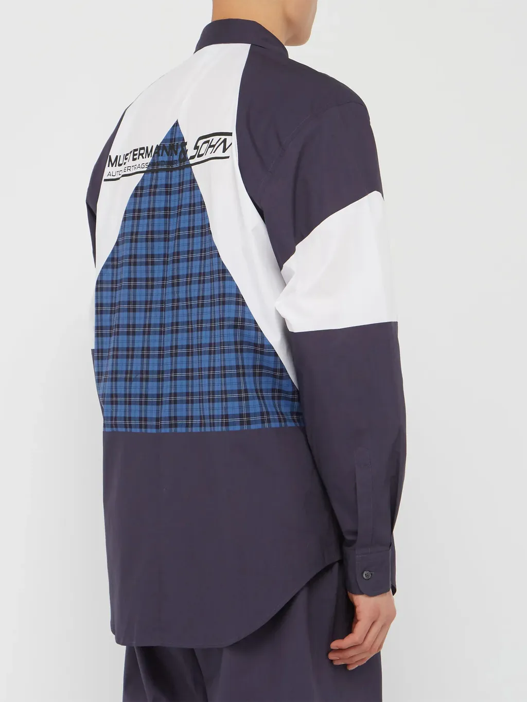 Mustermann Blue Plaid Panel Shirt