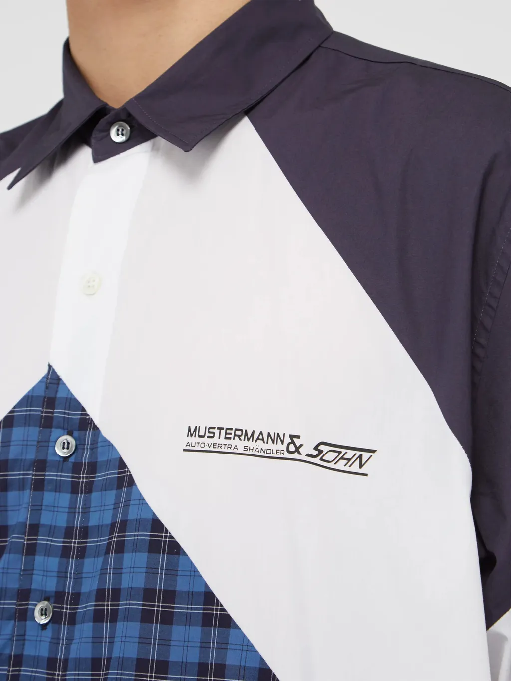 Mustermann Blue Plaid Panel Shirt