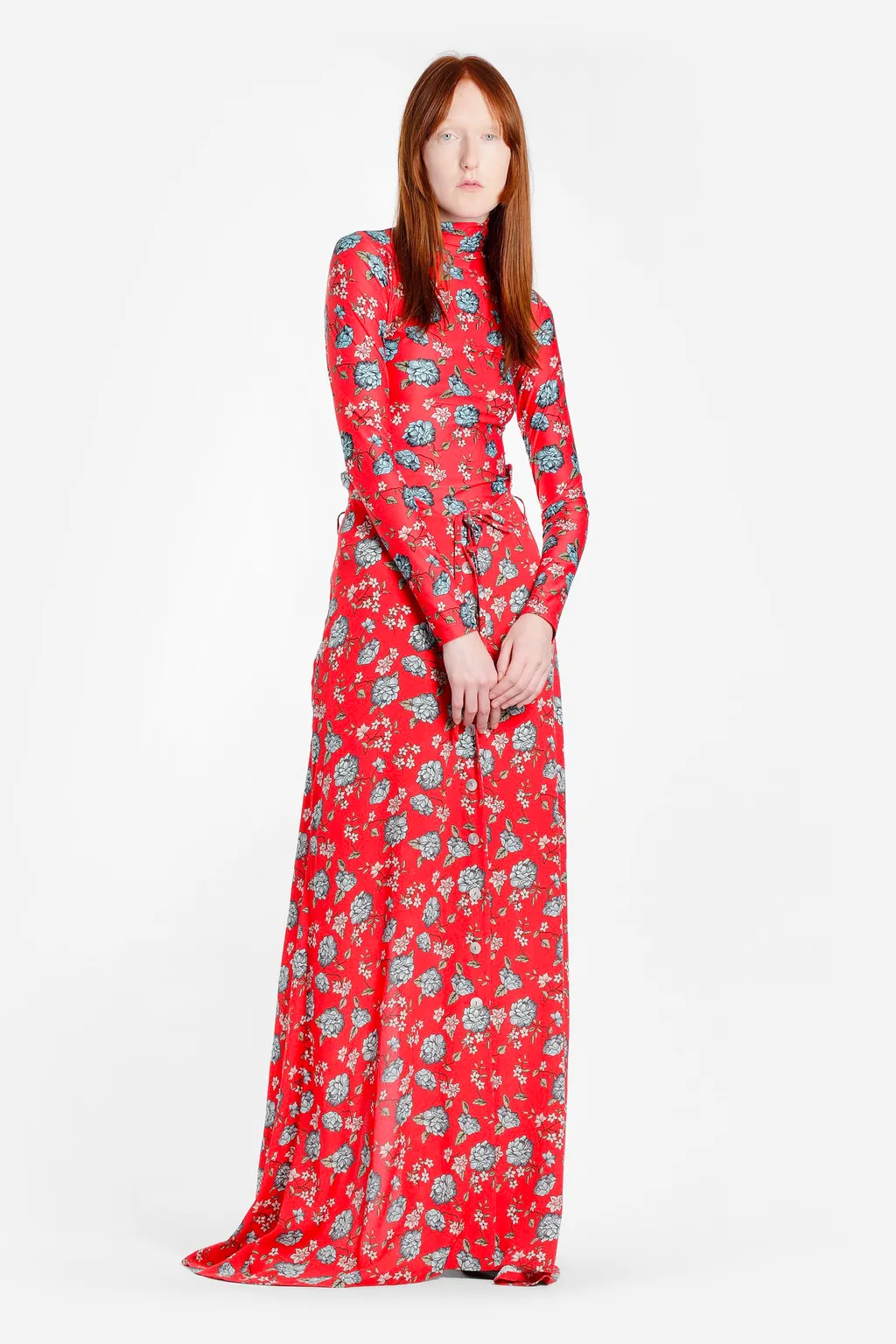 Red Floral Maxi Skirt
