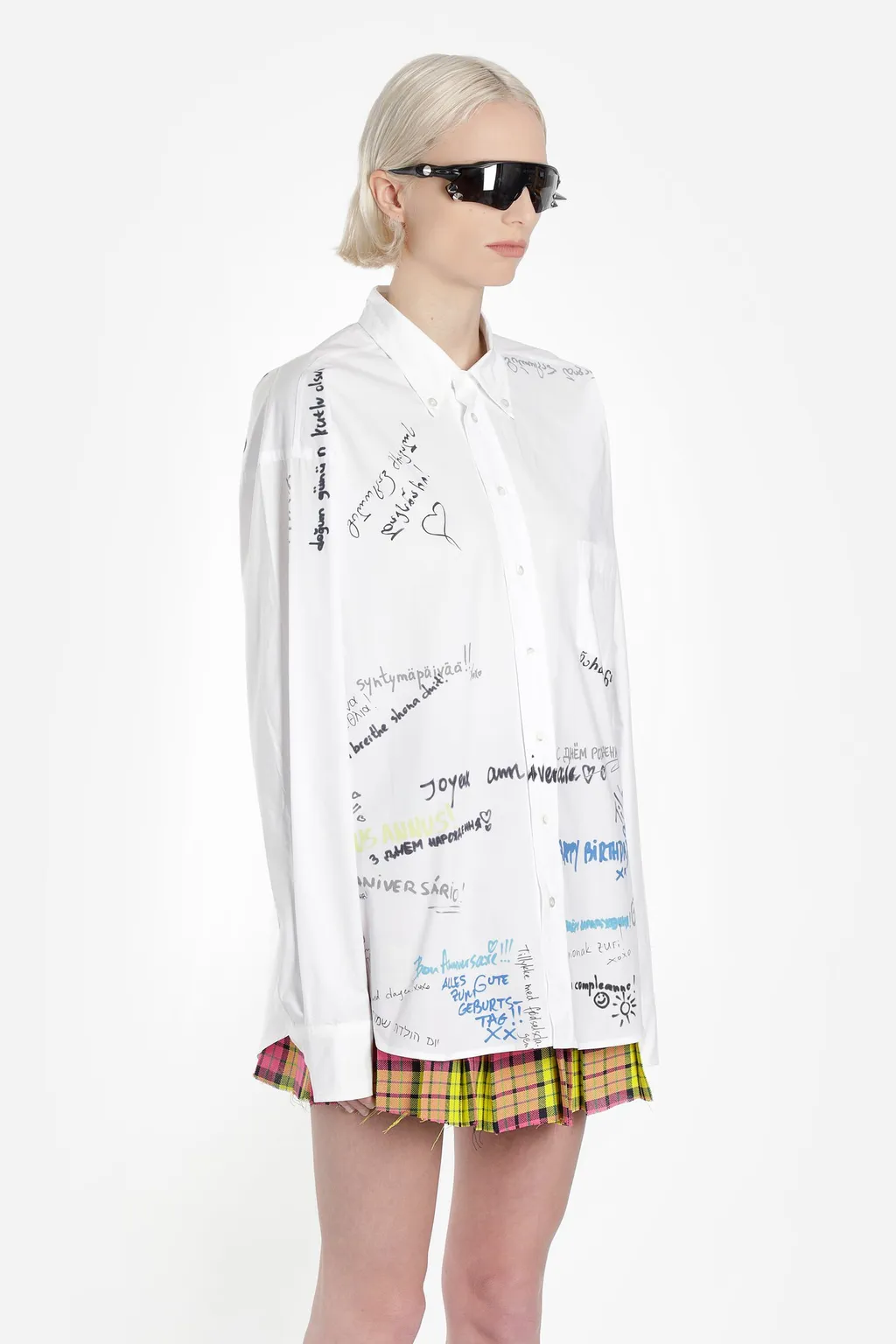 Oversized Scribble Print Button-Down Shirt