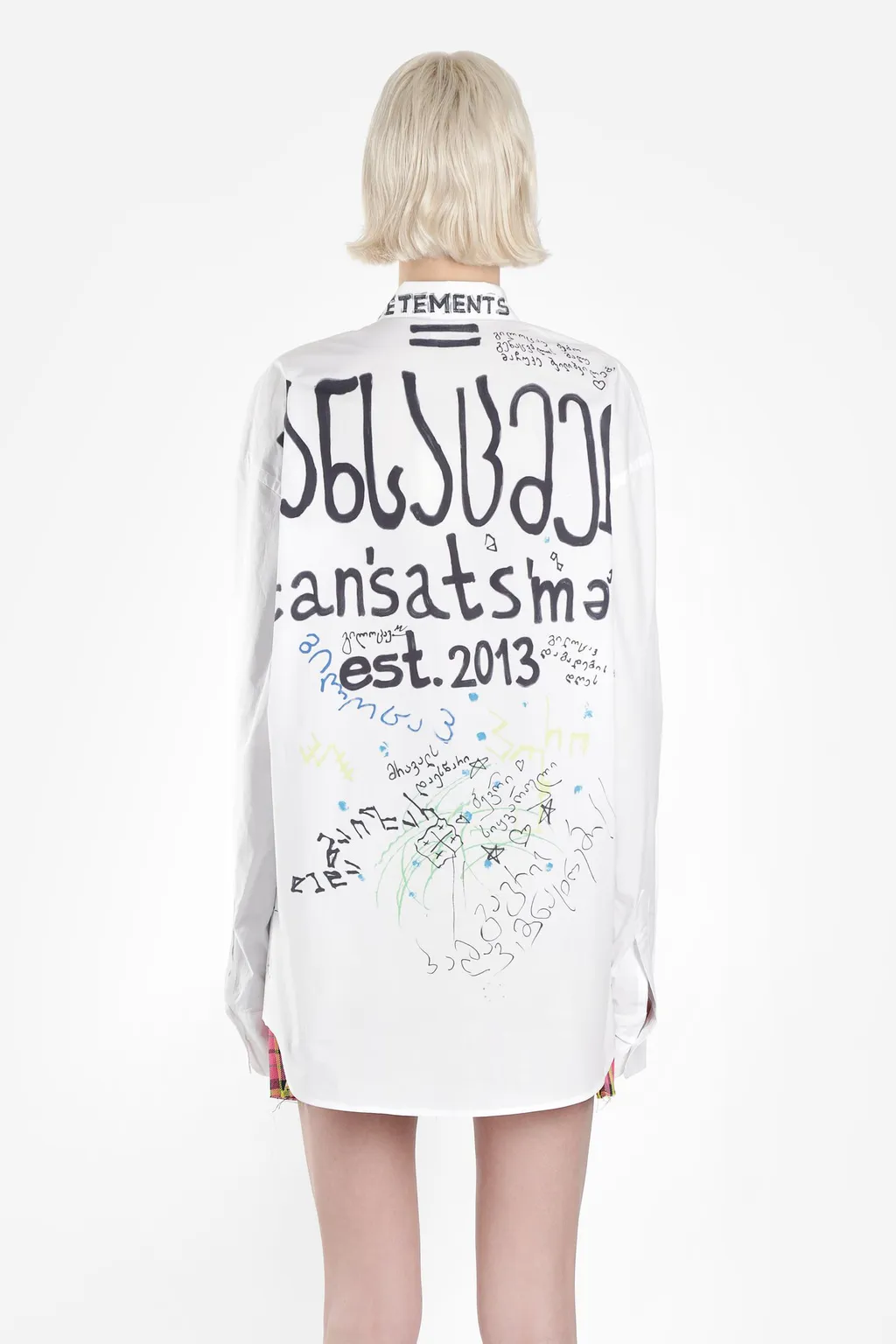 Oversized Scribble Print Button-Down Shirt