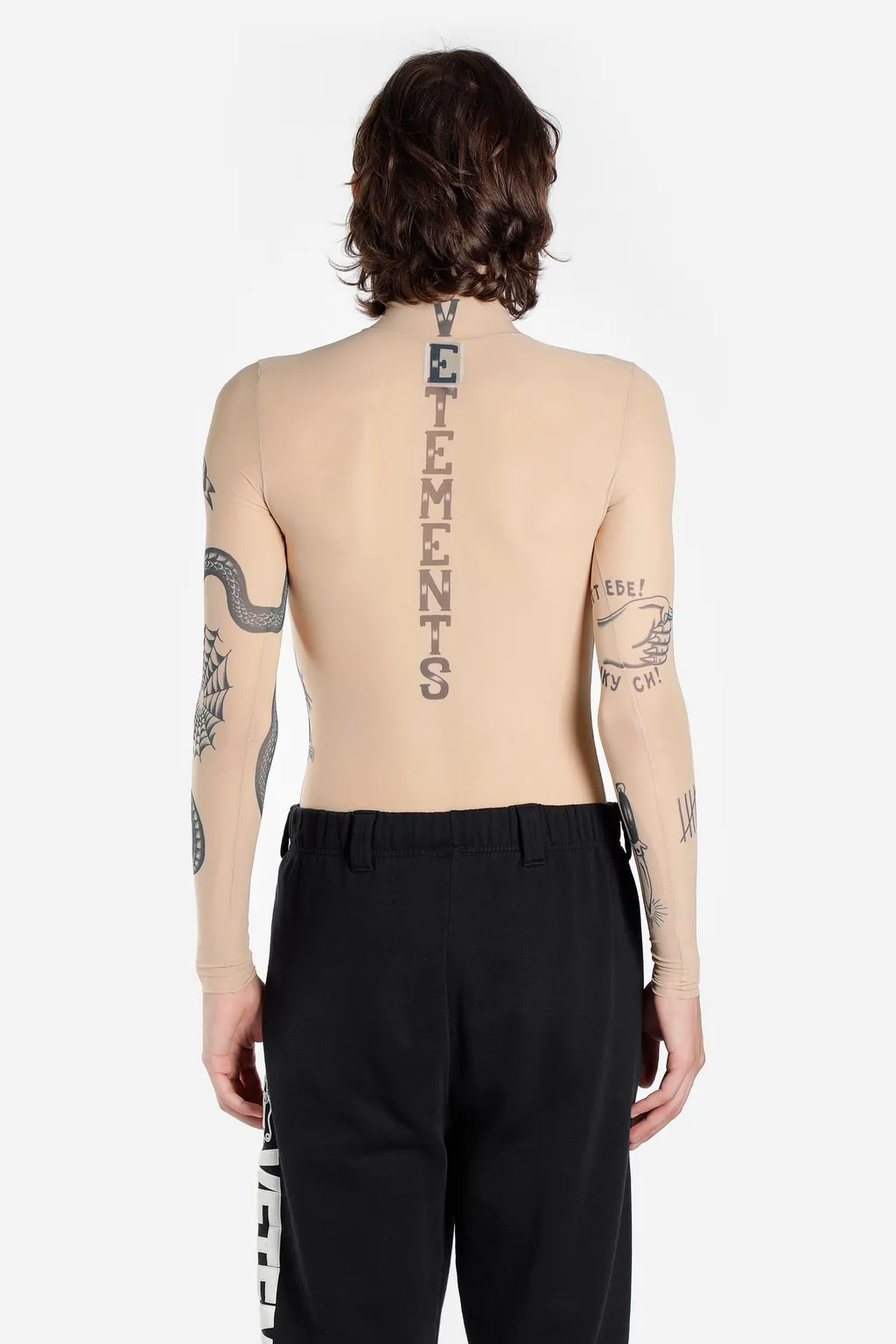Tattoo Print Turtleneck Top