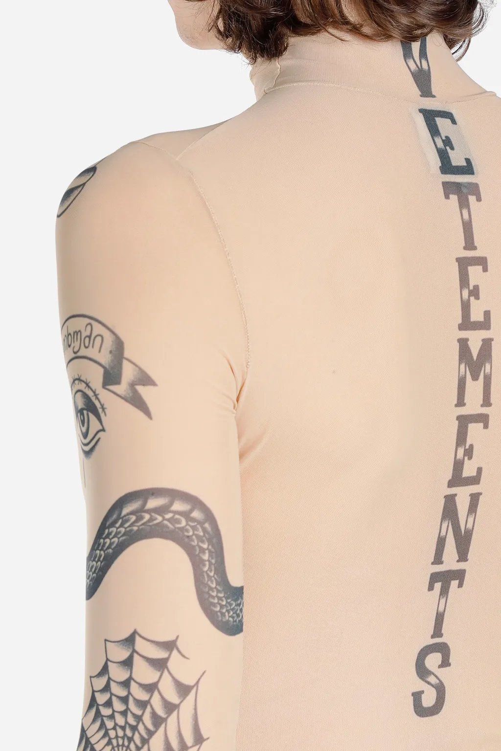Tattoo Print Turtleneck Top