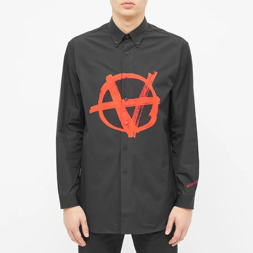Anarchy Print Button-Down Shirt