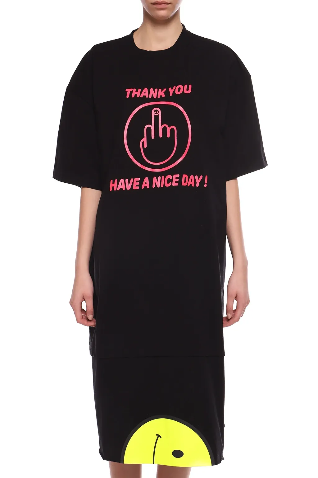 Black Thank You Smiley Dress