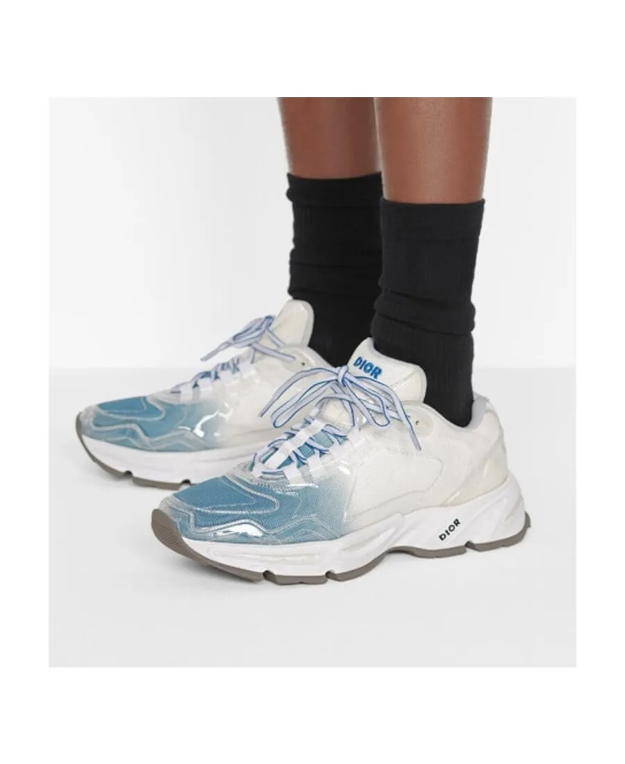 Blue Mesh Flat Casual Sneakers