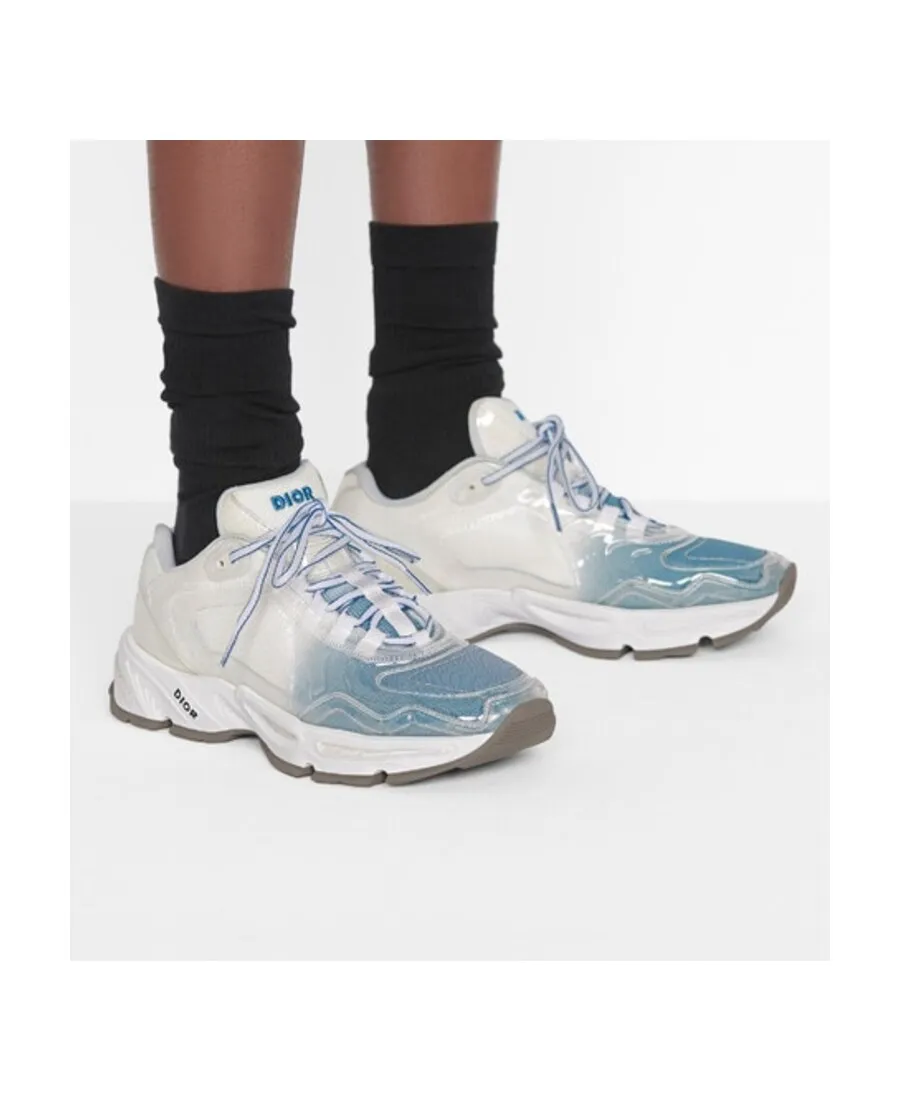 Blue Mesh Flat Casual Sneakers