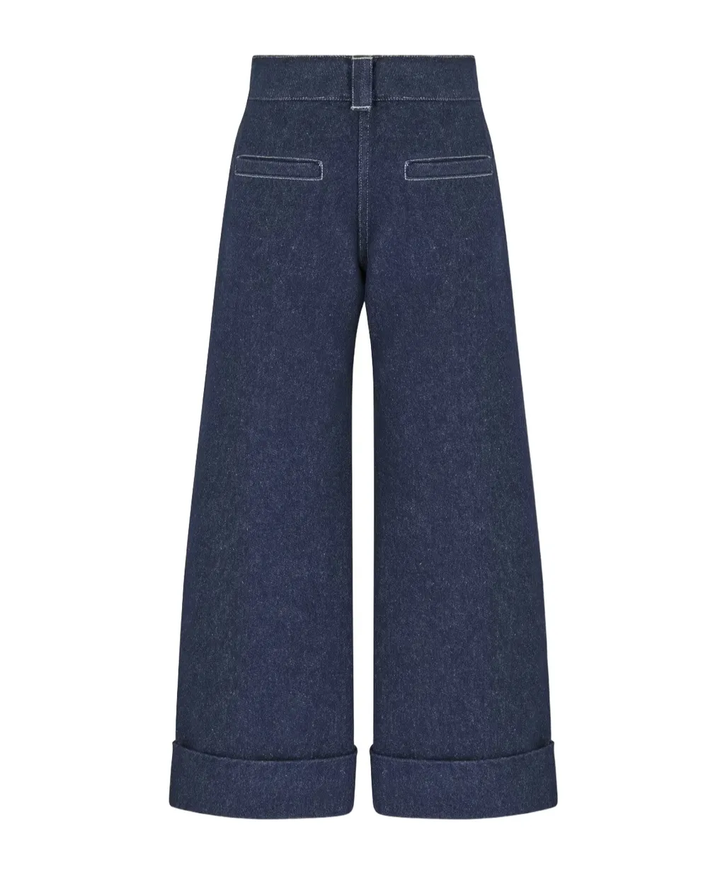 Button Detailed Wide Leg Jeans