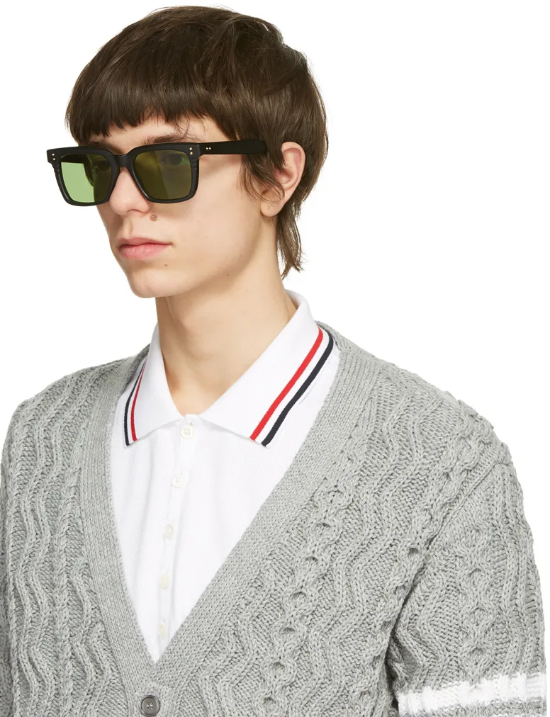 Black Logo Oversized Frame Sunglasses