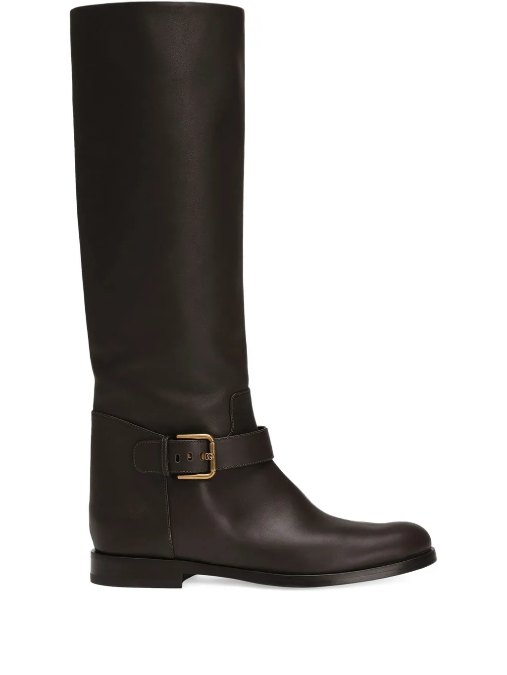 Buckle-Strap Leather Boots