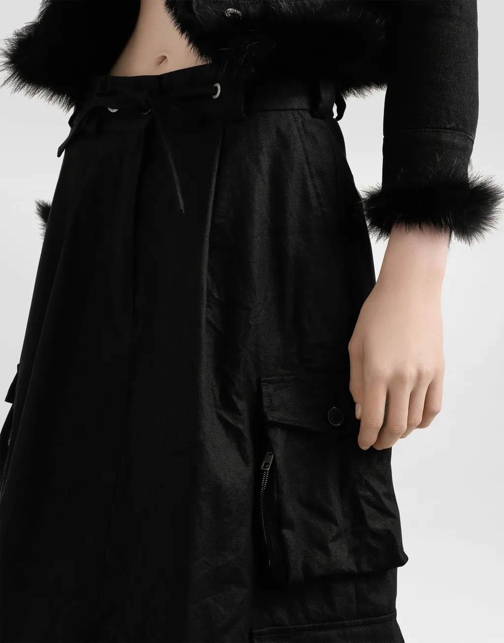Drawstring Midi Cargo Skirt
