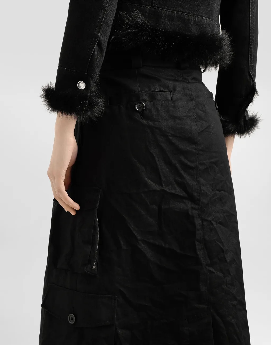 Drawstring Midi Cargo Skirt