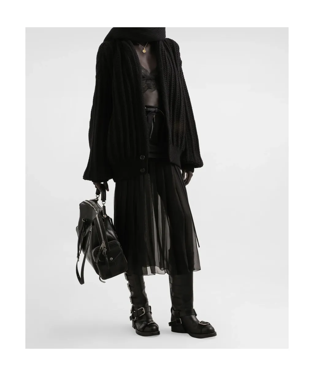 Twill Chiffon Midi Skirt