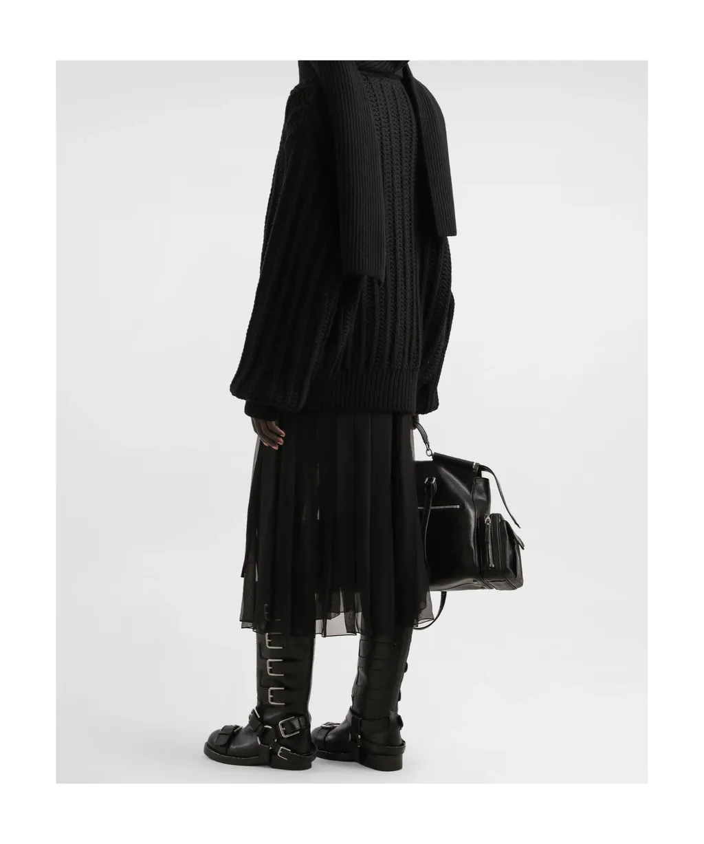 Twill Chiffon Midi Skirt