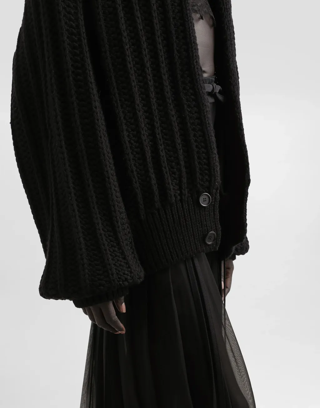 Twill Chiffon Midi Skirt