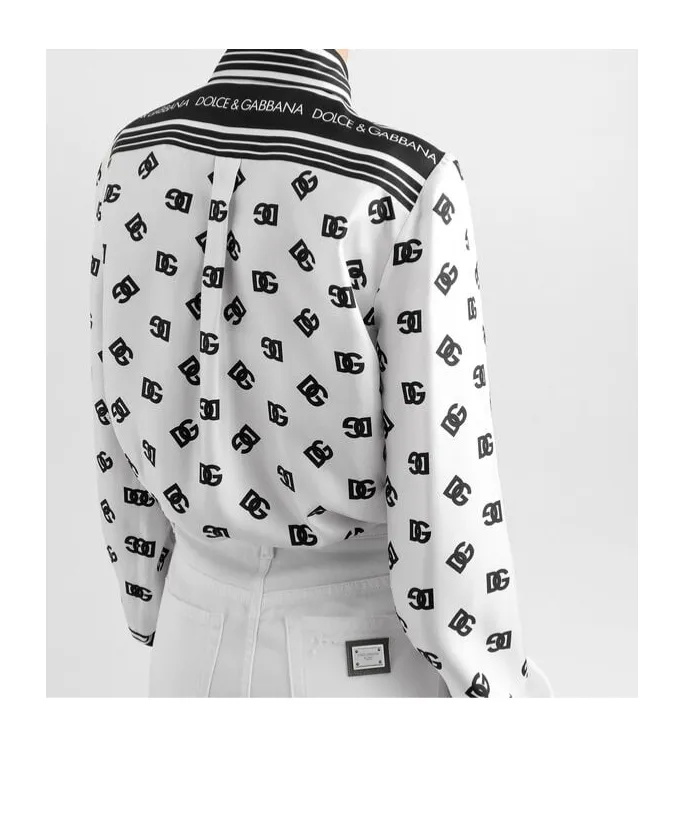 Dolce & Gabbana All-Over Dg Logo Printed Twill Shirt