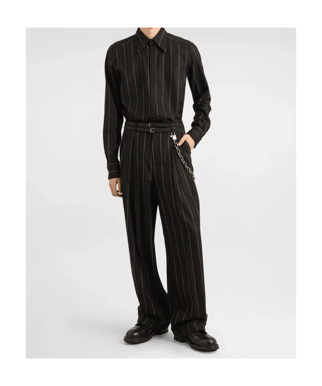 Pinstriped Flannel Trousers