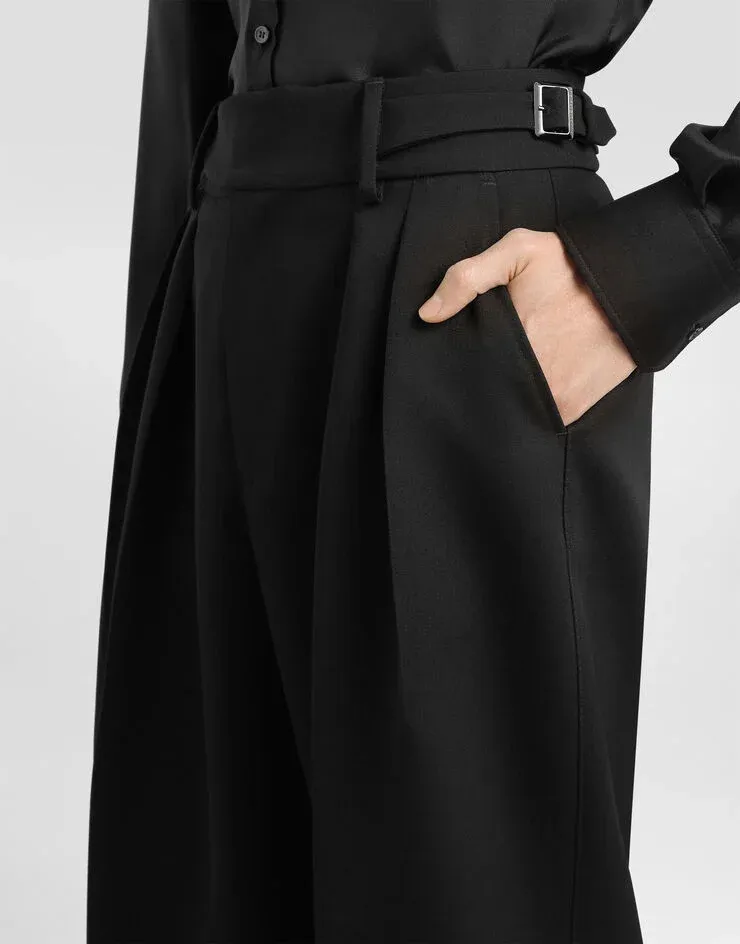 Pleated Gabardine Trousers