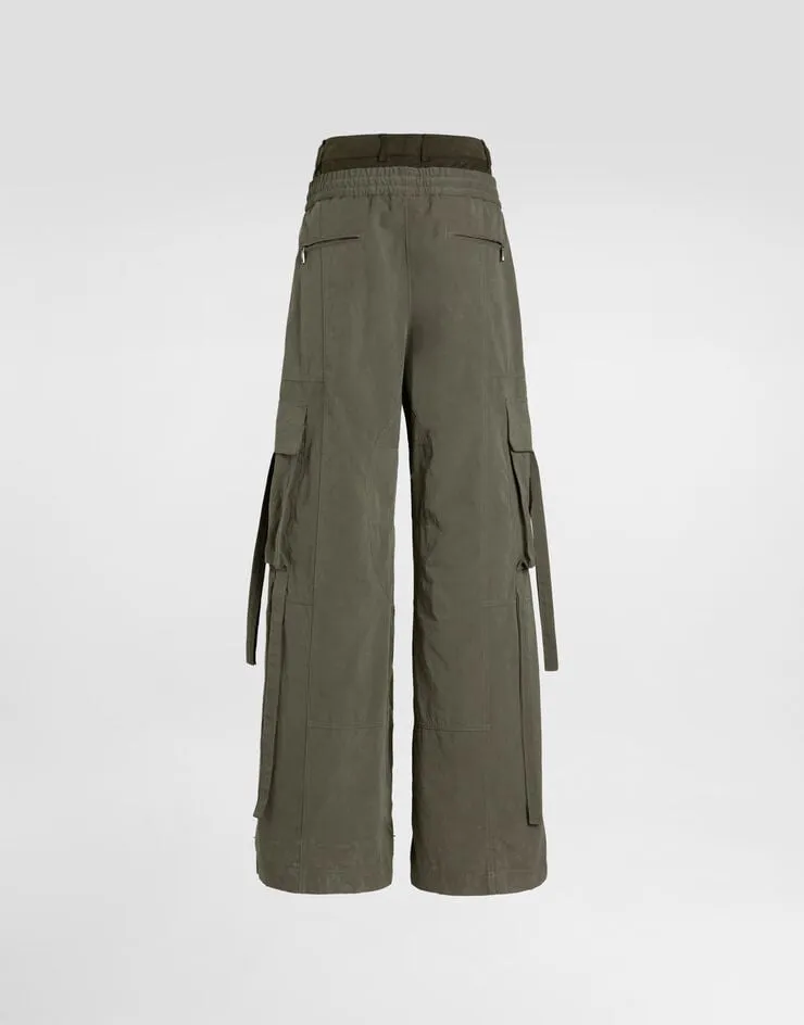 Drawstring Wide-Leg Cargo Pants