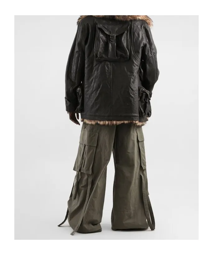 Drawstring Wide-Leg Cargo Pants