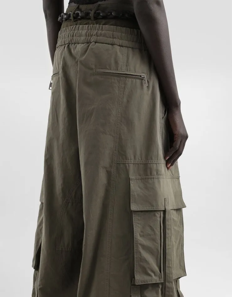 Drawstring Wide-Leg Cargo Pants