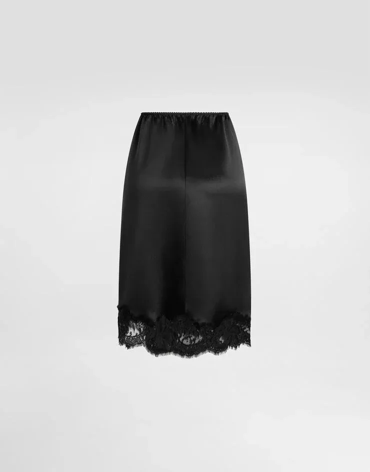 A-Line Satin Midi Skirt