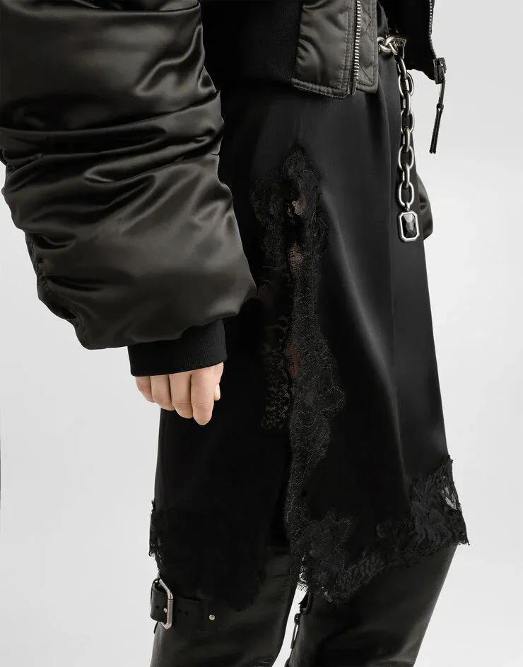 A-Line Satin Midi Skirt