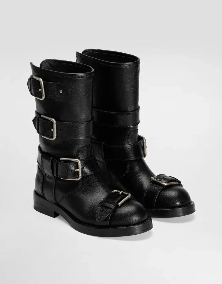 Buckle Detailed Biker Boots