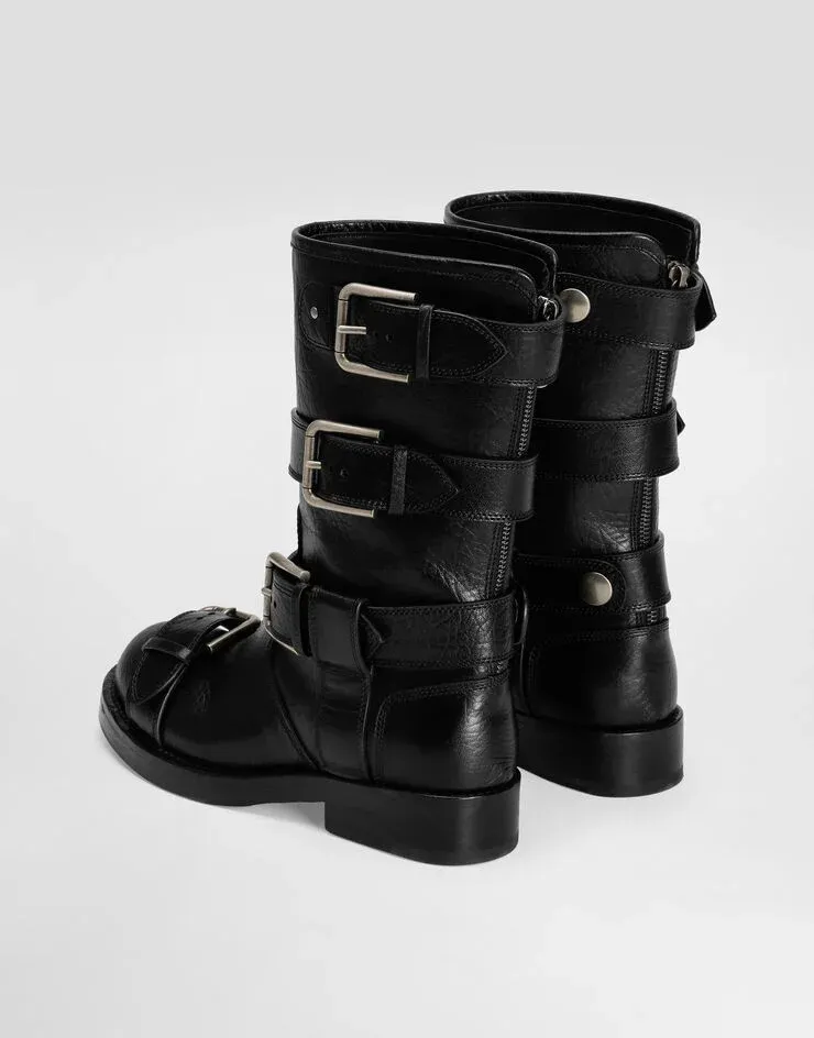 Buckle Detailed Biker Boots