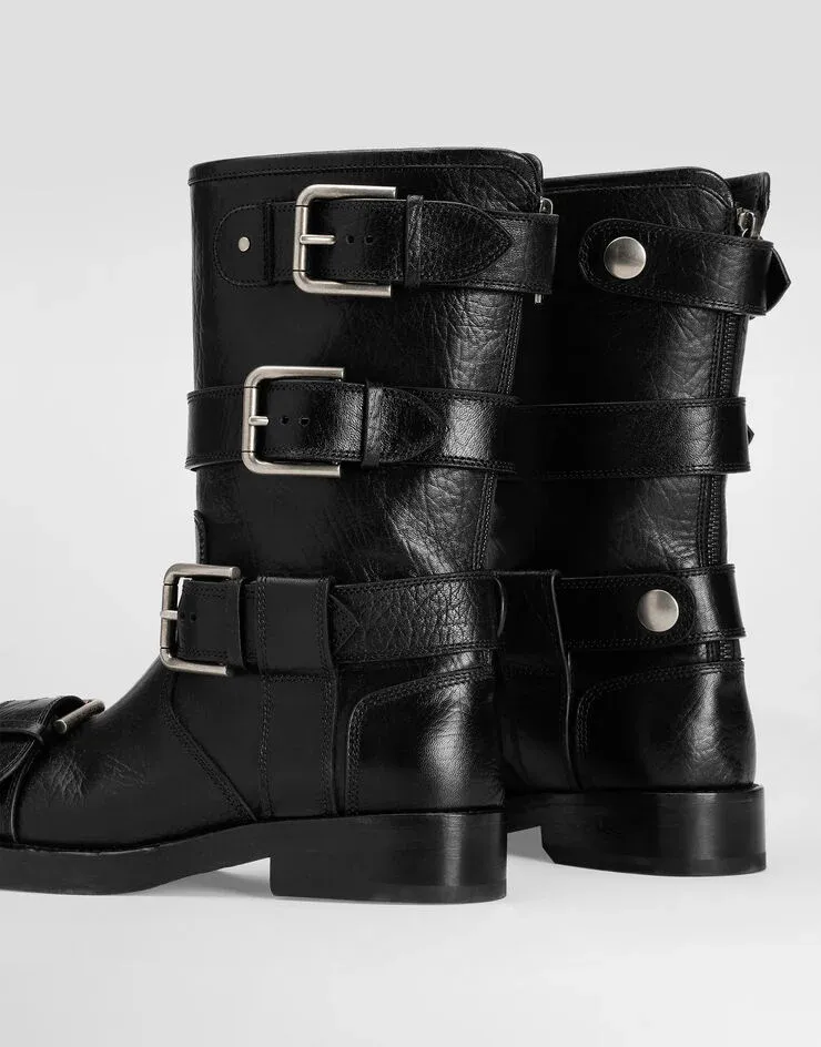 Buckle Detailed Biker Boots