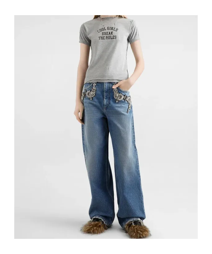 Embellished Low-Waist Jeans
