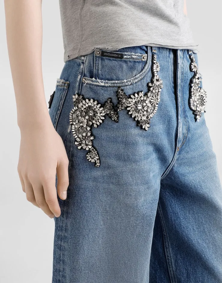 Embellished Low-Waist Jeans