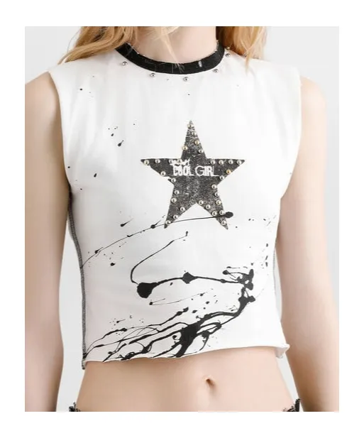 Printed Jersey Sleeveless T-Shirt