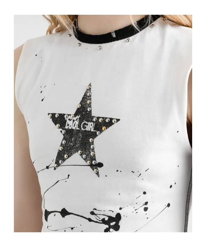 Printed Jersey Sleeveless T-Shirt