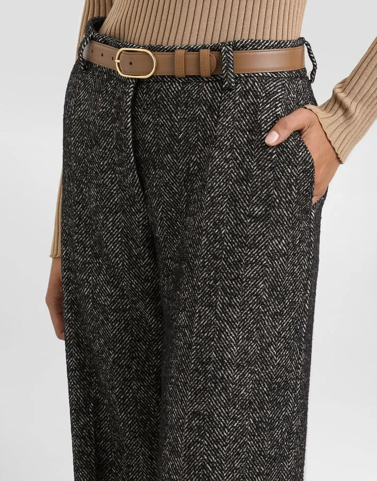 Chevron Straight Leg Trousers