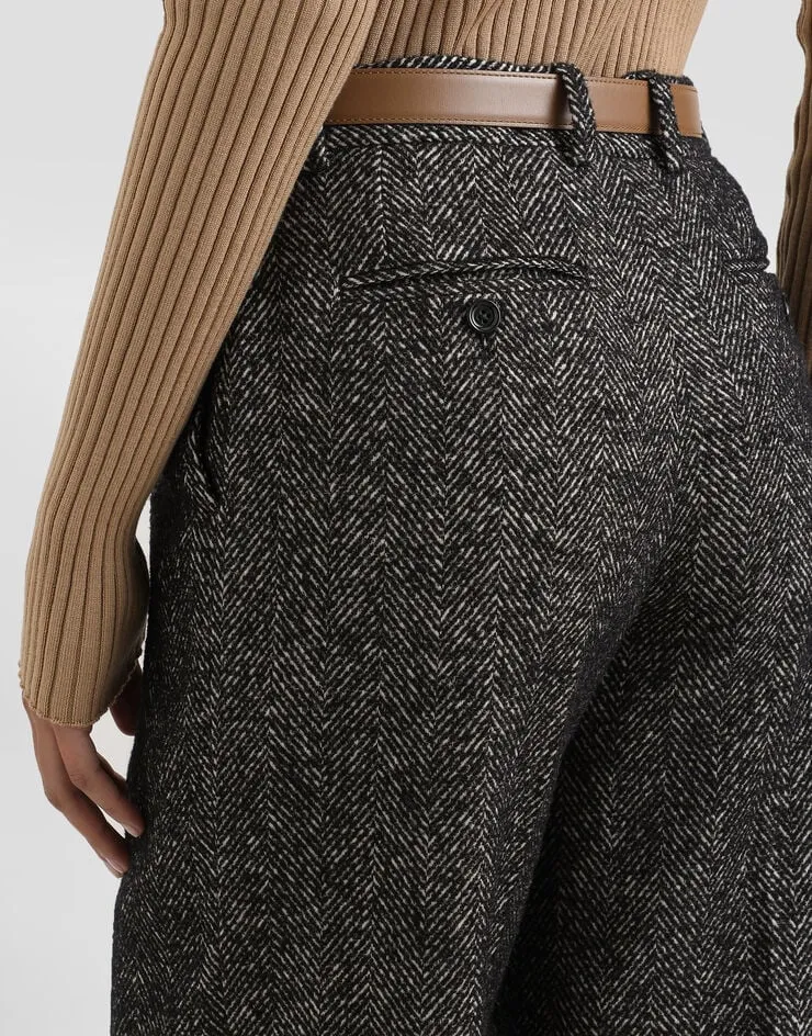 Chevron Straight Leg Trousers