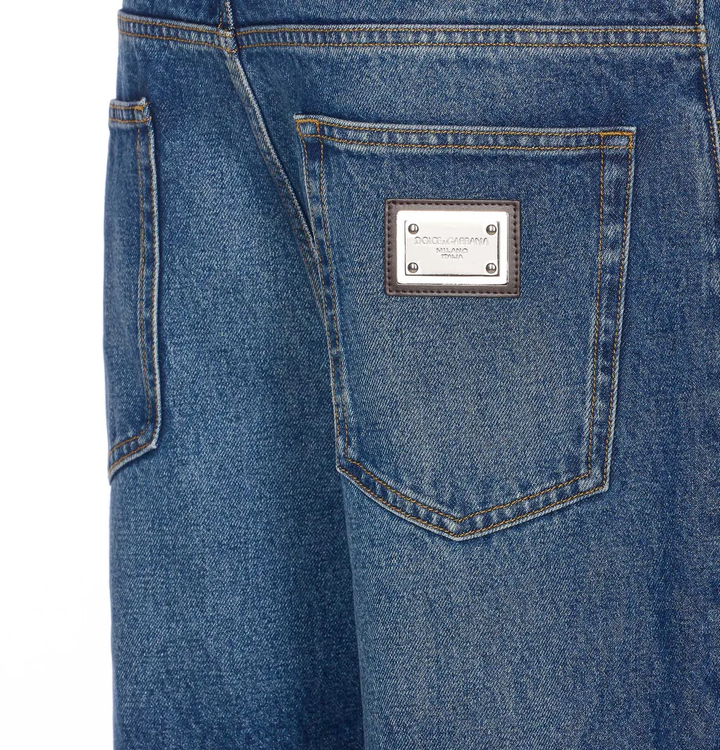 Logo Plaque Straight Leg Jeans