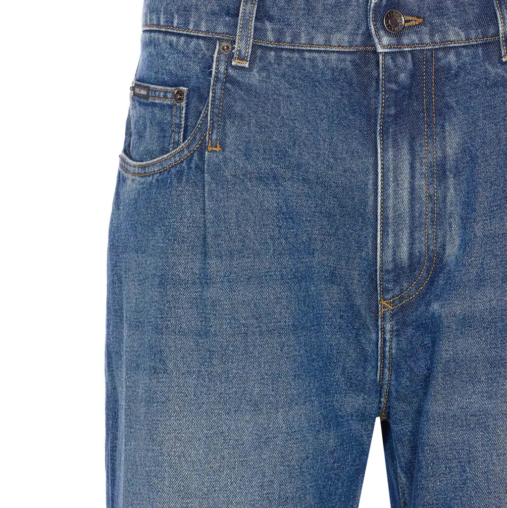 Logo Plaque Straight Leg Jeans