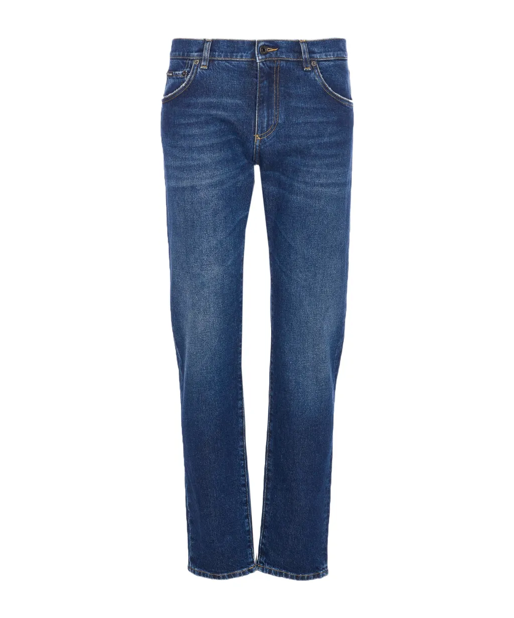 Logo Plaque Straight Leg Jeans