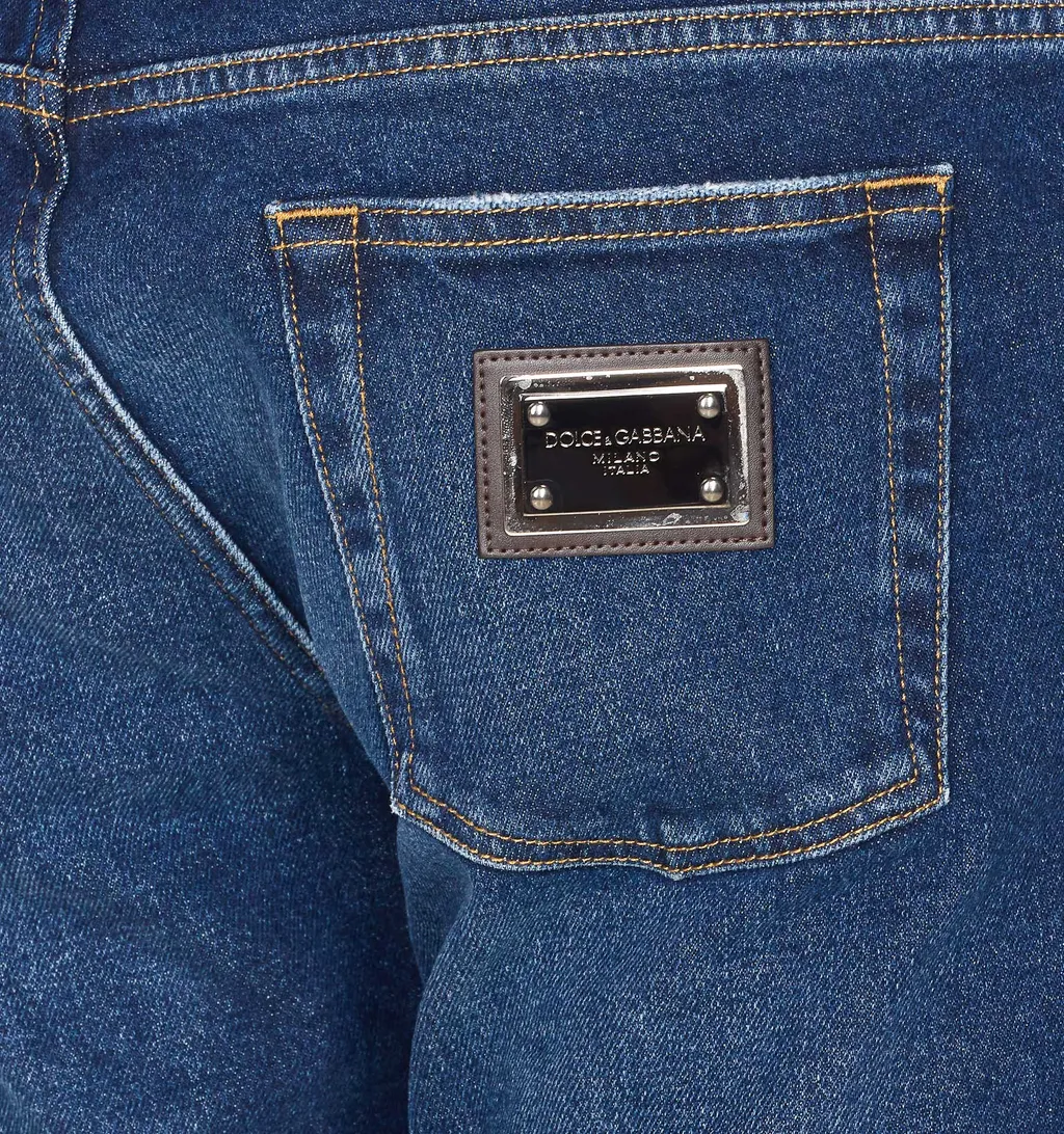 Logo Plaque Straight Leg Jeans