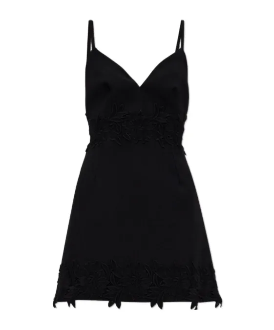 Floral Embroidered Mini Strap Dress