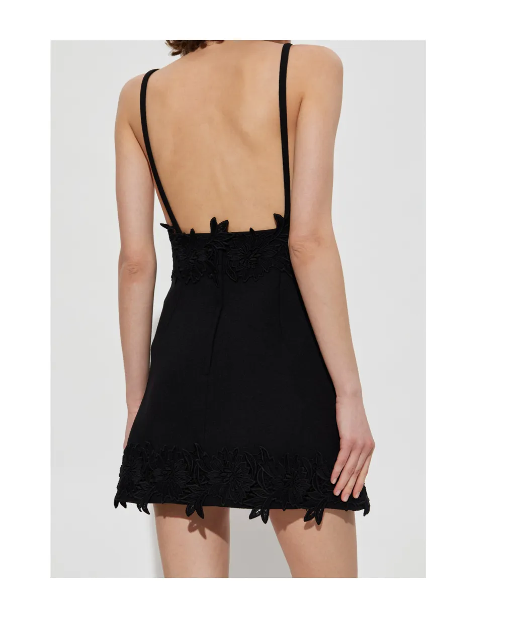 Floral Embroidered Mini Strap Dress