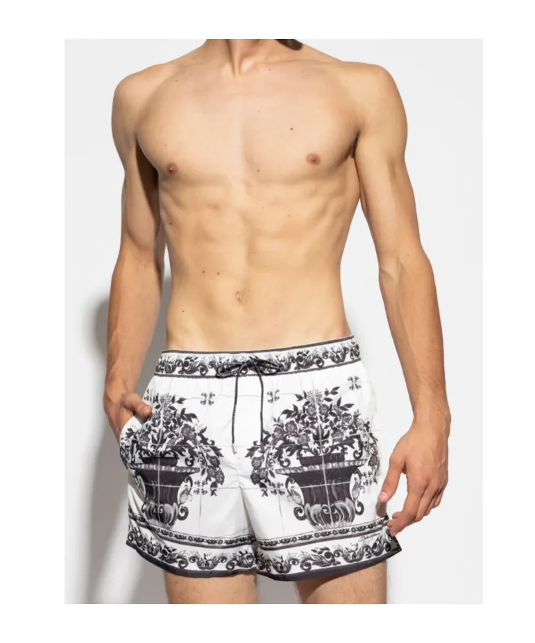 Graphic-Print Swim Shorts