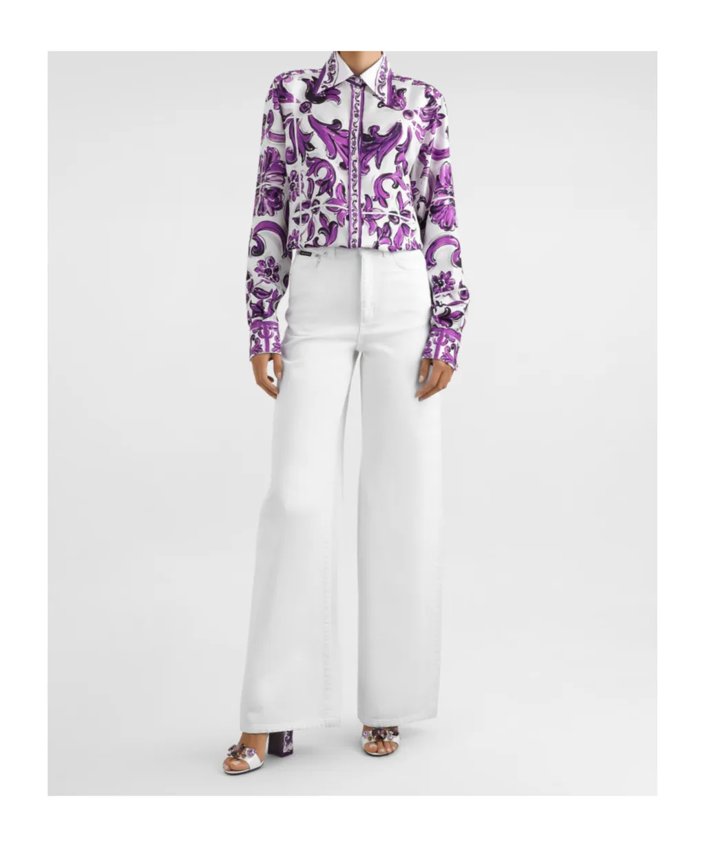 Majolica-Print Silk Shirt
