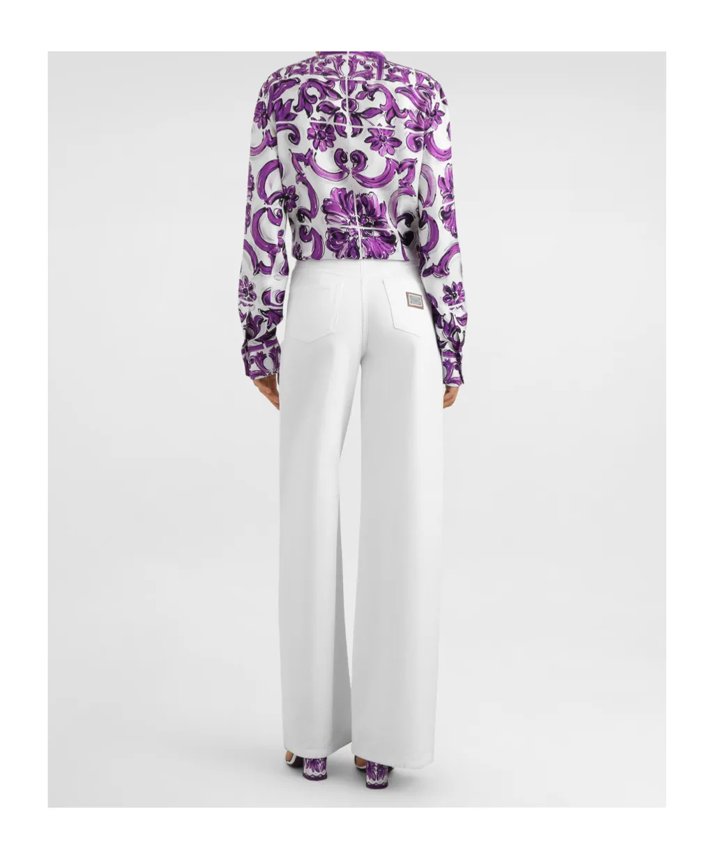 Majolica-Print Silk Shirt