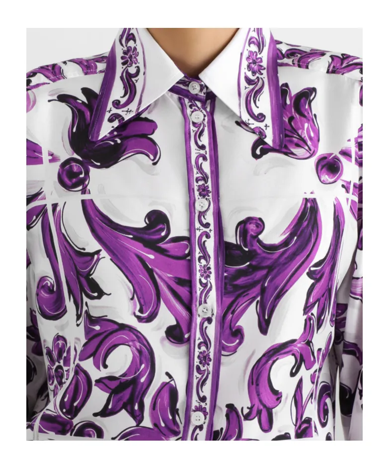 Majolica-Print Silk Shirt