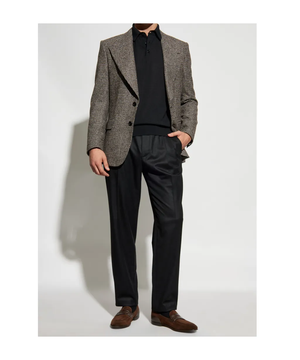 Checked Single-Breasted Blazer