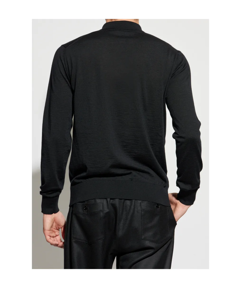 Knitted Long-Sleeved Polo Shirt
