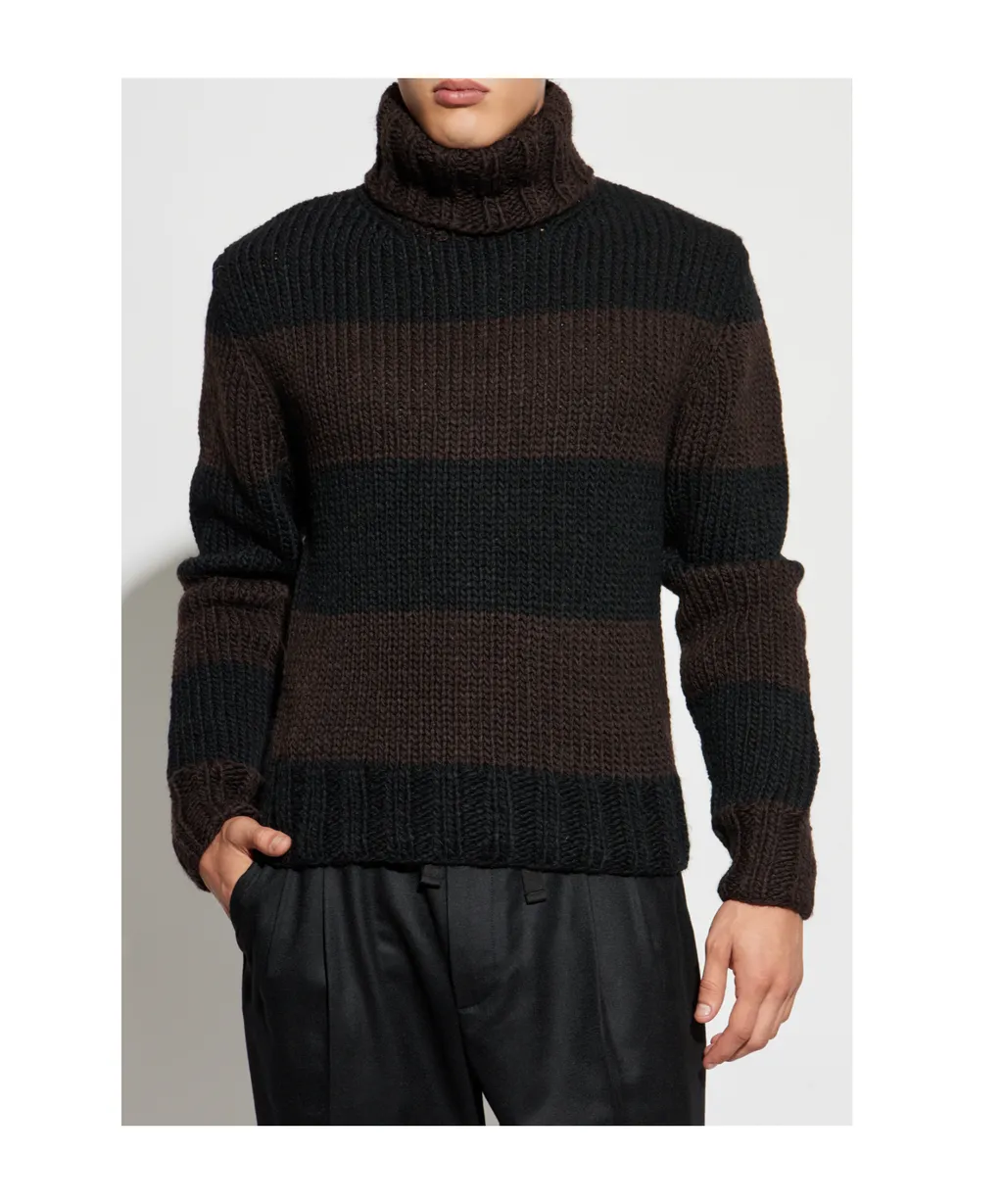 Roll-Neck Striped Knit Jumper