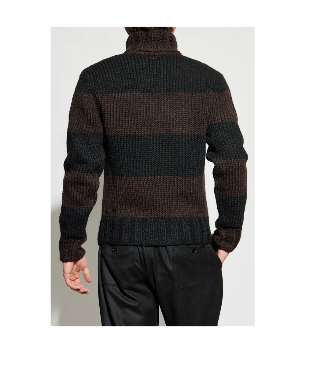 Roll-Neck Striped Knit Jumper